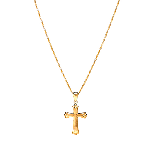 Polished 10kt. Yellow Gold Cross Pendant Necklace