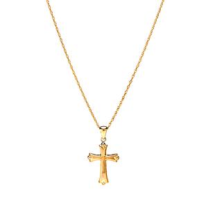 Polished 10kt. Yellow Gold Cross Pendant Necklace