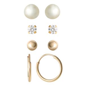 4pr. 10kt. Yellow Gold Pearl Earrings Set alternate view
