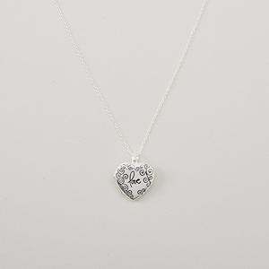 Sterling Silver Love Swirls Heart Locket Pendant Necklace