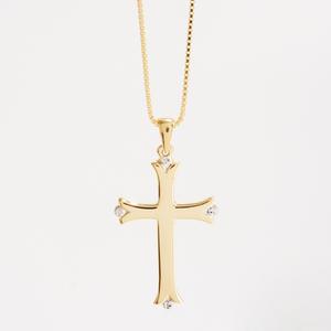 14kt. Gold Over Sterling Silver Gothic Cross Necklace