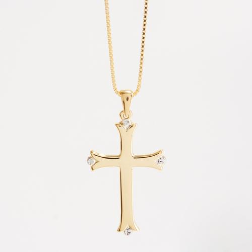 14kt. Gold Over Sterling Silver Gothic Cross Necklace