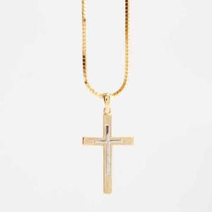 14kt. Gold Over Silver Inset Cross Pendant Necklace