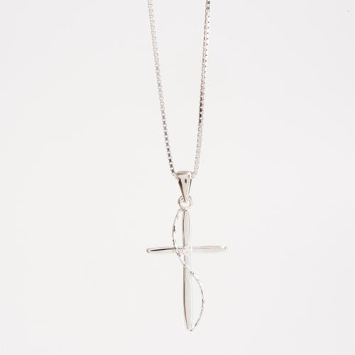 Sterling Silver & CZ Accent Cross Necklace