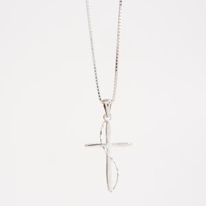 Sterling Silver & CZ Accent Cross Necklace