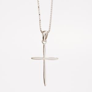 Sterling Silver Tapered Cross Pendant Necklace