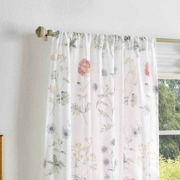 Martha Stewart Garden Print Pole Top Sheer Curtain alternate view