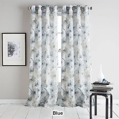 DKNY Modern Bloom Print Sheer Grommet Curtain Panel alternate view