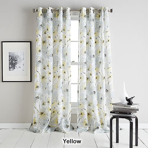 DKNY Modern Bloom Print Sheer Grommet Curtain Panel