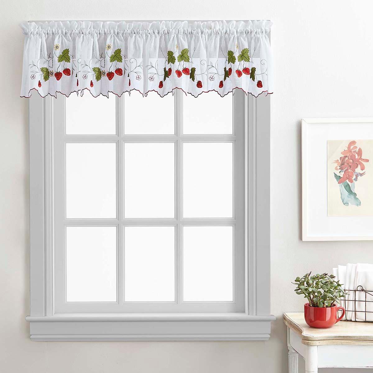 Chiffon Strawberry Garden Valance