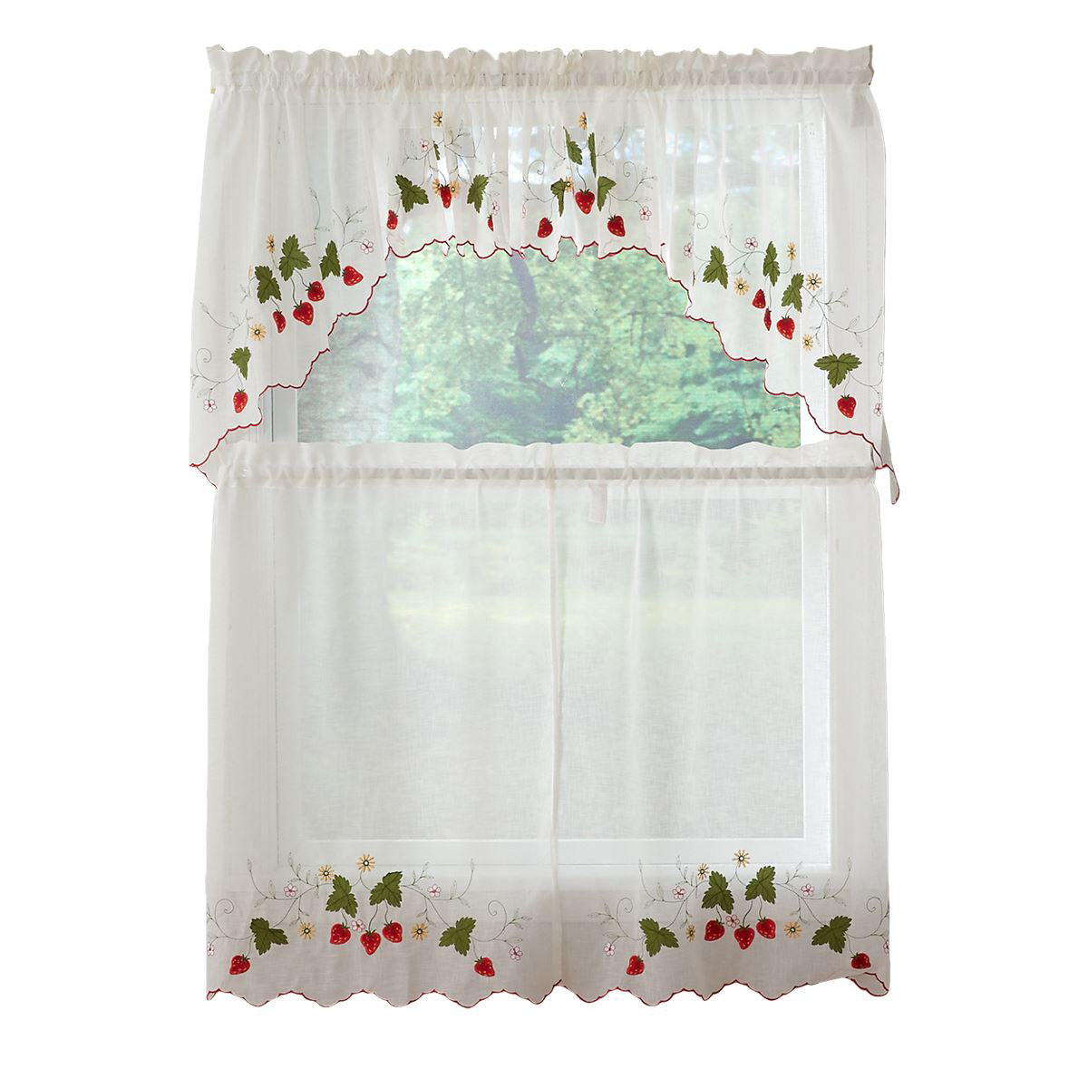 Strawberry Garden Kitchen Curtains