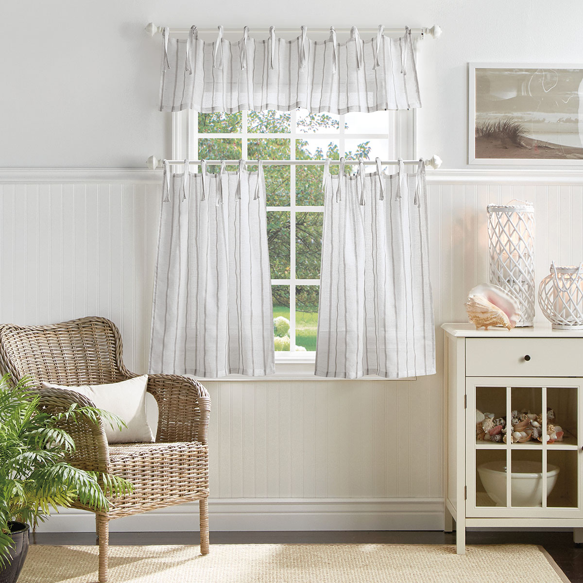 Martha Stewart Laguna Tier And Valance Curtain Set