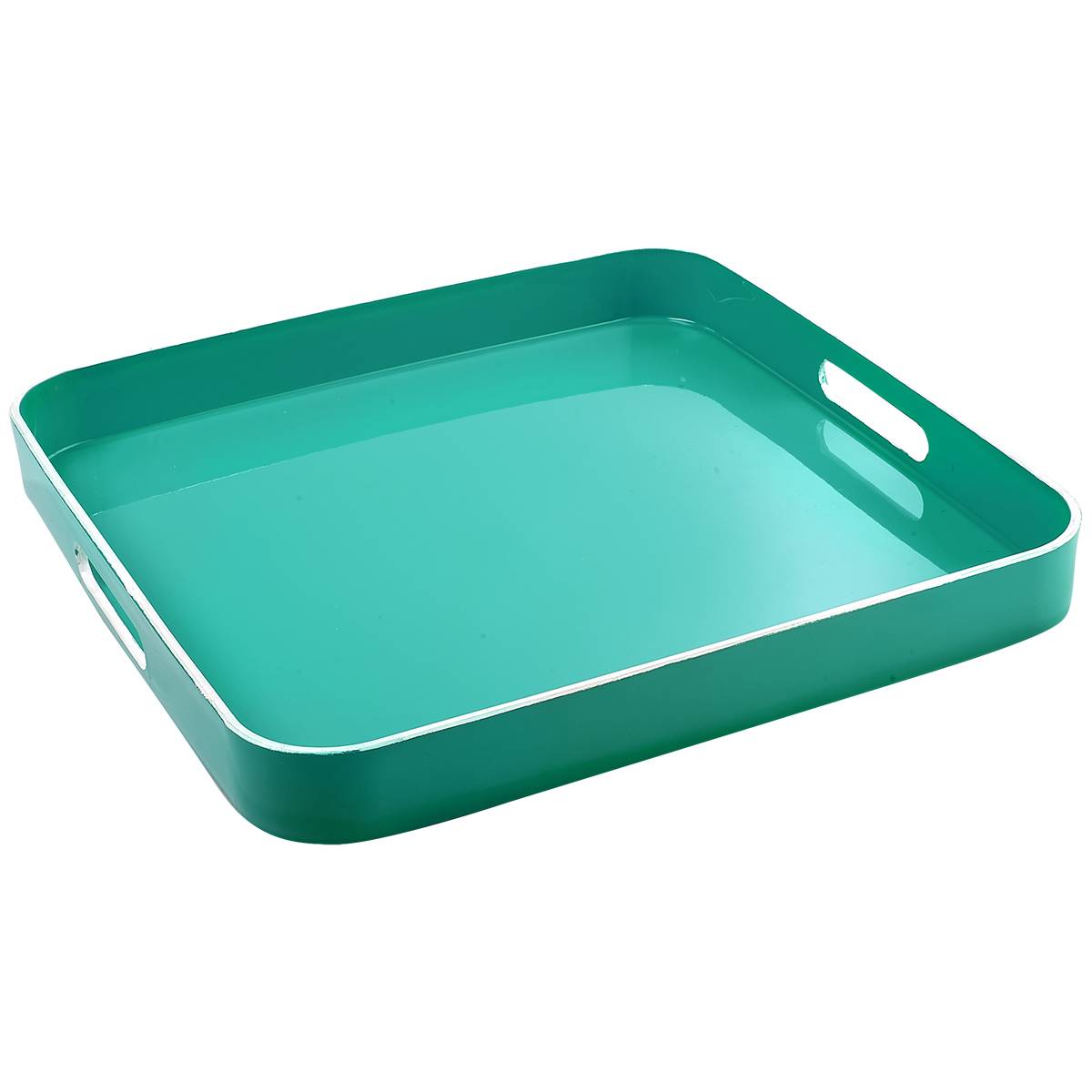 Jay Import Large Square Tray With Rim & Handle - Turquoise