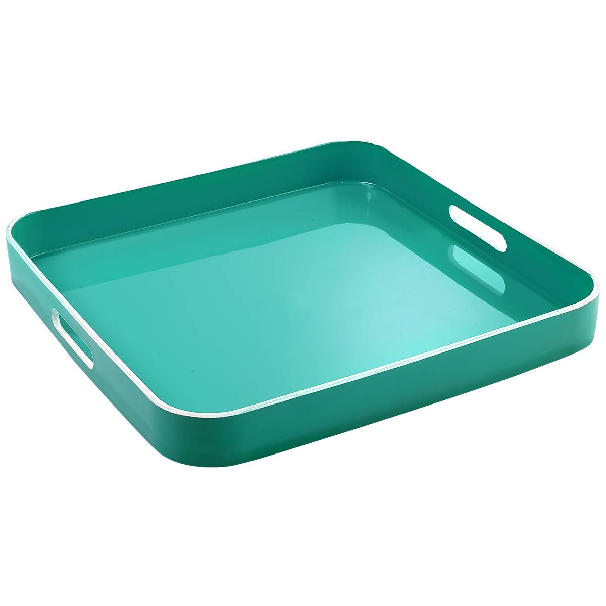Jay Import Small Square Tray With Rim & Handle - Turquoise