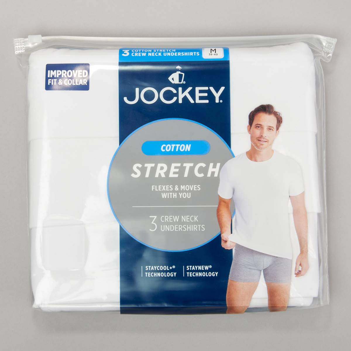 Mens Jockey(R) 3pk. Cotton Crew Neck Stretch Tee Undershirt