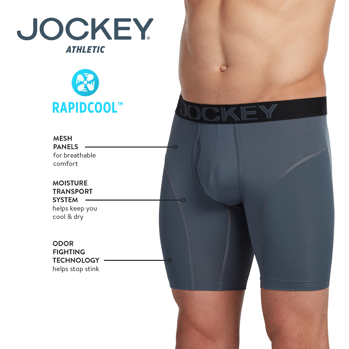 Mens Jockey(R) 2pk. Athletic RapidCool Performance Boxer Briefs