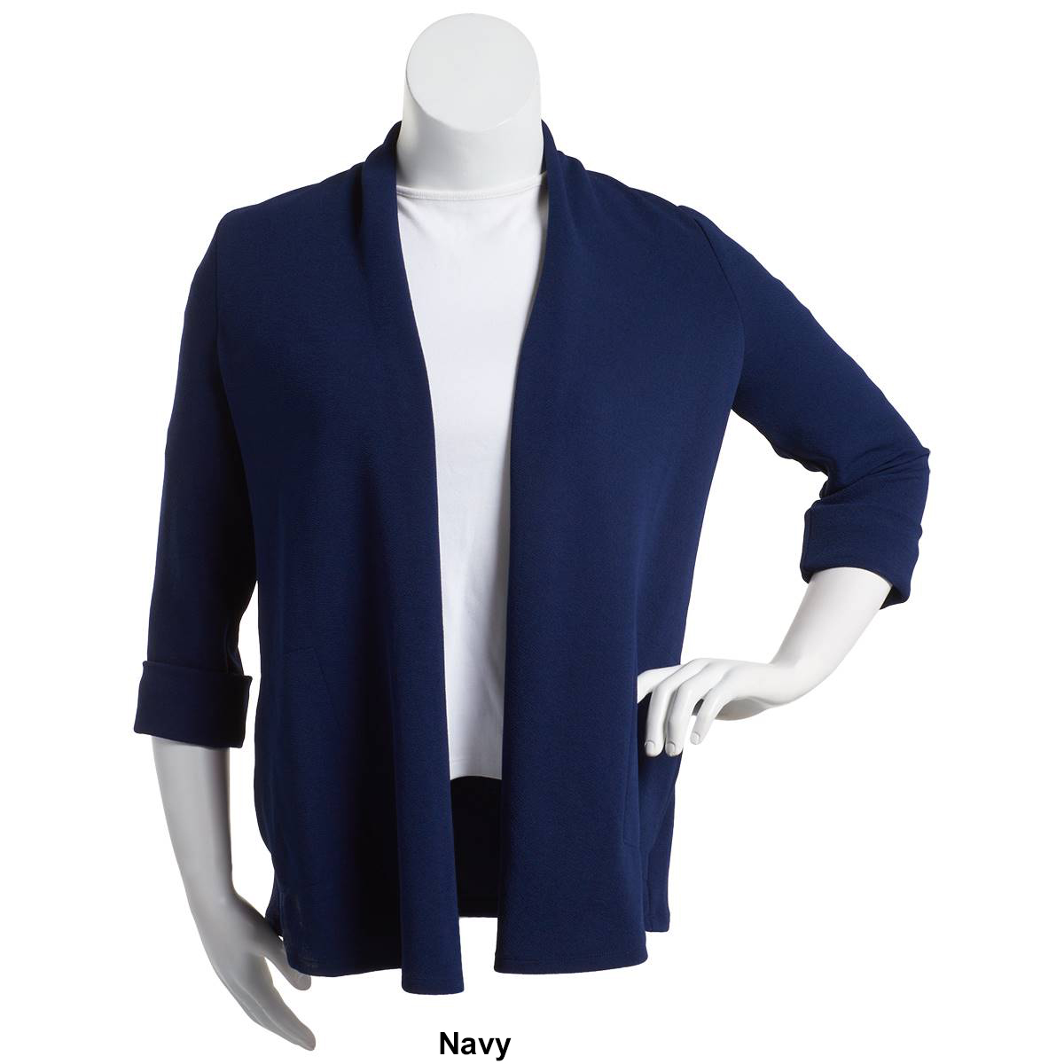 Womens Kasper Long Sleeve Solid Cardigan Jacket