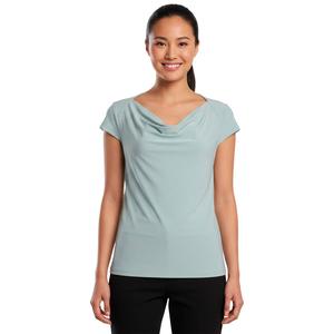Womens Kasper Cap Sleeve Cowl Neck Solid Blouse