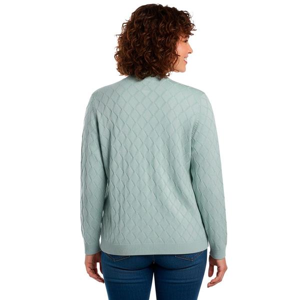 Plus Size Kasper Long Sleeve Diamond Stitch Pockets Cardigan alternate view