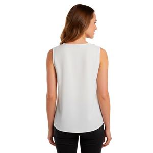 Womens Kasper Sleeveless Ruffle V Neck Solid Blouse alternate view