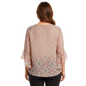 Plus Size Kasper 3/4 Flounce Sleeve Dandelion Floral Blouse alternate view