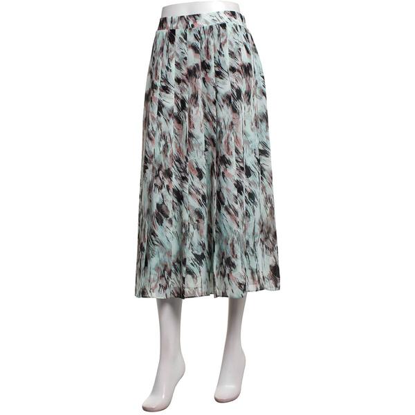 Womens Kasper Pull On Pleated Blurred Brushstroke Midi Skirt