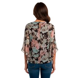 Plus Size Kasper 3/4 Flounce Sleeve Floral Clip Dot Blouse alternate view