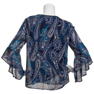 Petite Kasper 3/4 Ruffle Sleeve V-Neck Paisley Blouse alternate view