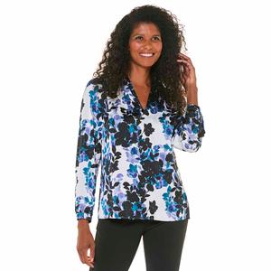 Petite Kasper Long Sleeve Satin Floral V-Neck Blouse alternate view
