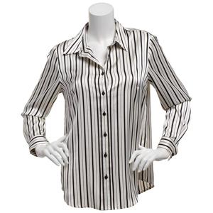 Womens Kasper Long Sleeve Satin Stripe Casual Button Down