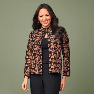 Womens Kasper Long Sleeve Kissing Front Floral Cardigan alternate view