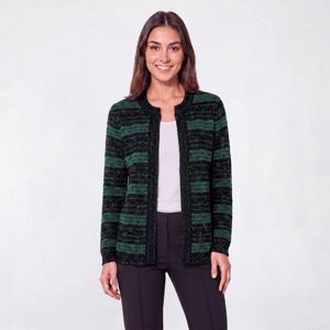 Womens Kasper Long Sleeve Textured Stripe Cardigan