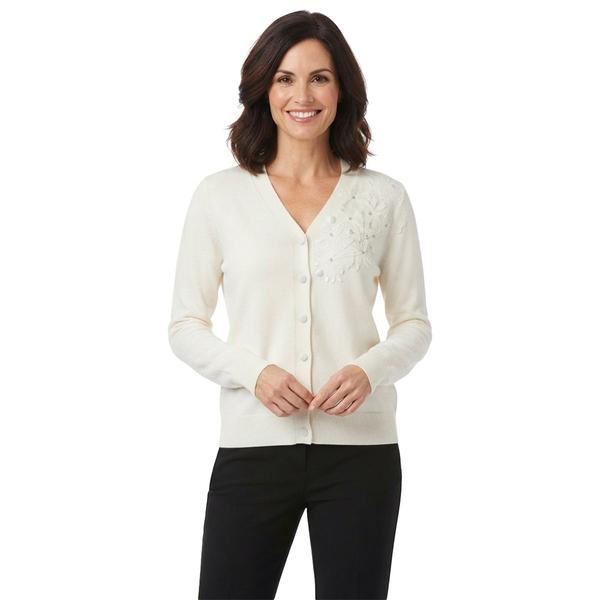 Petite Kasper Long Sleeve Lace Floral Sequin Cardigan