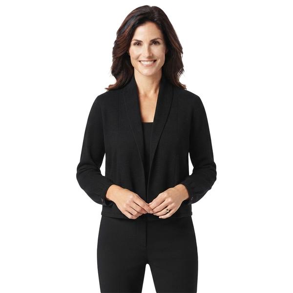Womens Kasper Long Sleeve Solid Kissing Front Cardigan