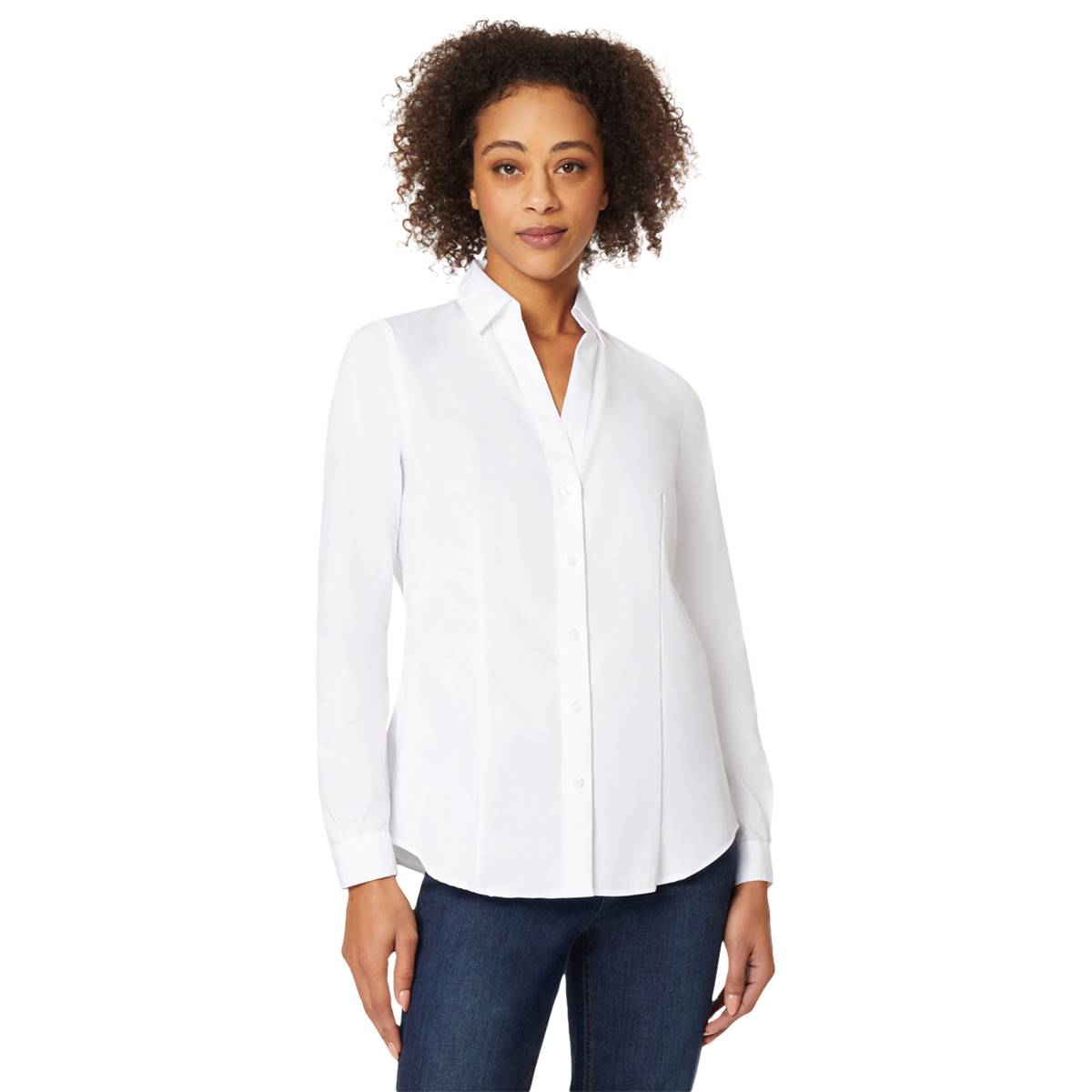 Petite Jones New York Long Sleeve Easy Care Casual Button Down