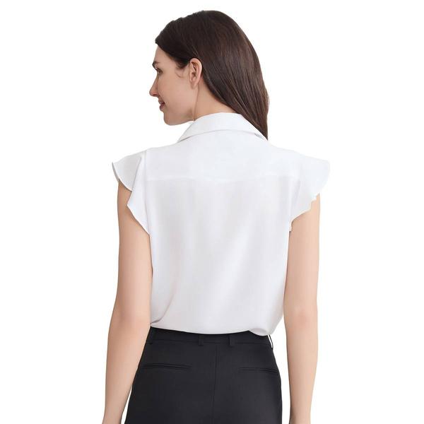 Womens Jones New York Cap Sleeve Ruffle Front Blouse alternate view
