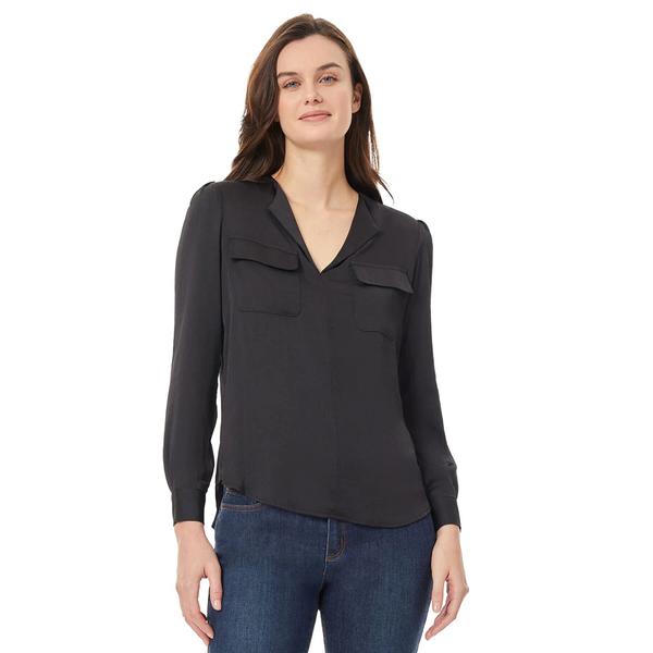 Womens Jones New York Long Sleeve Textured Charm Utility Blouse