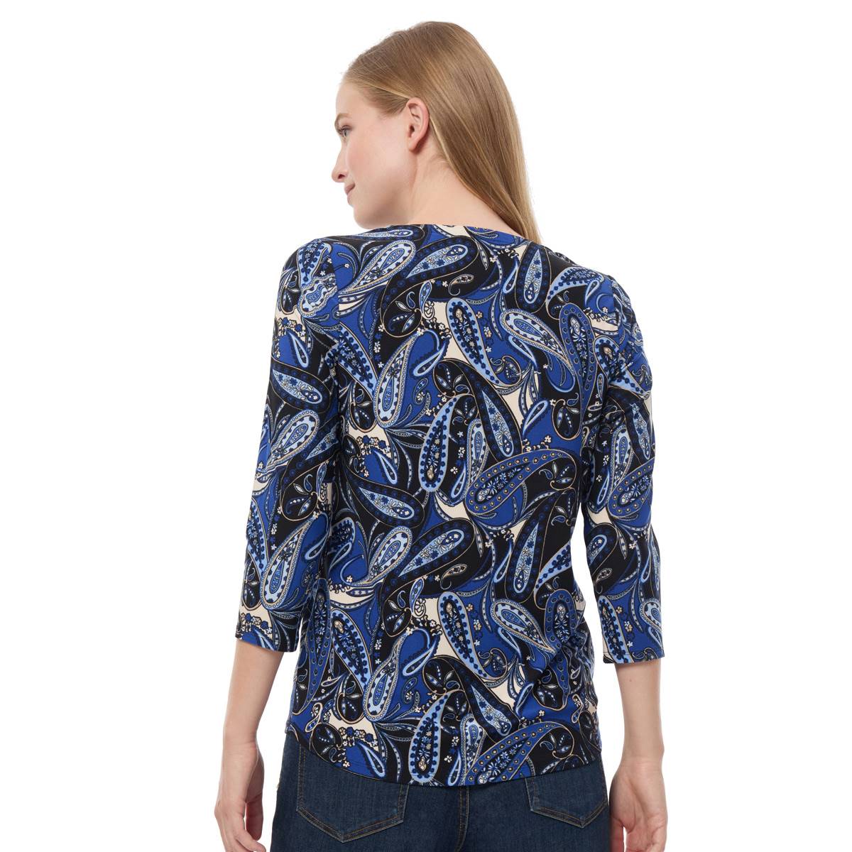 Womens Jones New York 3/4 Sleeve Paisley Tee