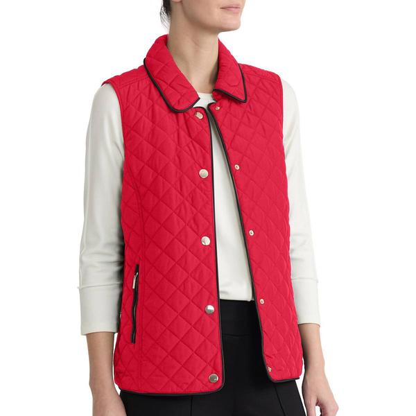 Womens Jones New York Snap Button Front Quilted Vest