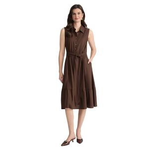 Petite Jones New York Sleeveless Belted Linen Midi Shirtdress