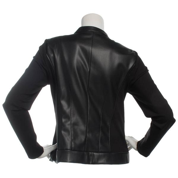 Womens AK Anne Klein Long Sleeve Zip Solid Mixed Media Jacket alternate view