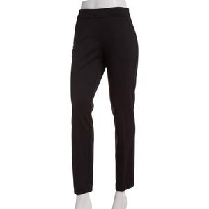 Petite AK Anne Klein Pull On One Button Solid Faux Fly Pants