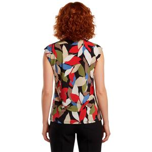 Petite AK Anne Klein Cap Sleeve Button Front Leaf Blouse alternate view