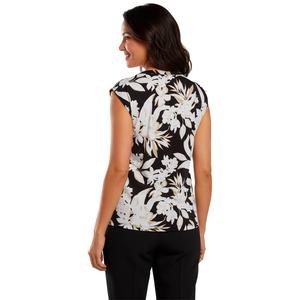 Petite AK Anne Klein Cap Sleeve Split Neck Floral Blouse alternate view