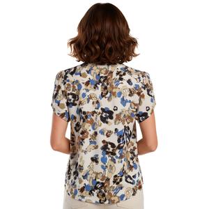 Womens AK Anne Klein Tulip Sleeve Split Neck Blur Abstract Blouse alternate view