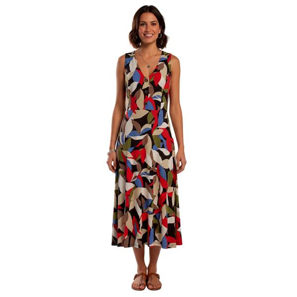 Womens AK Anne Klein Sleeveless Abstract Leaf Midi Dress