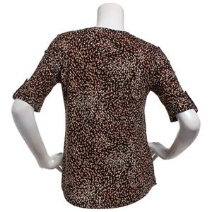 Petite AK Anne Klein 3/4 Elbow Sleeve V-Neck Smudge Dot Blouse alternate view