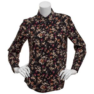 Petite AK Anne Klein Long Sleeve Floral Button Front Blouse