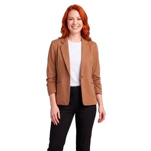 Womens AK Anne Klein Solid 3/4 Sleeve One Button Jacket