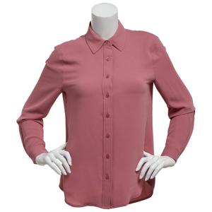 Petite AK Anne Klein Long Sleeve Solid Solid Button Down